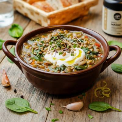 Alpen-Soul-Bowl mit Berglinsen & Grünen Blättern