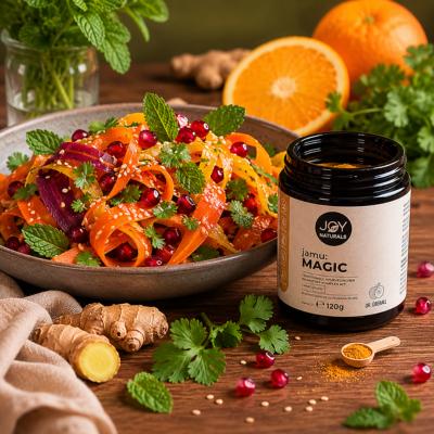 Bunter Karotten-Salat mit Citrus-Ingwer-Dressing & jamu:MAGIC