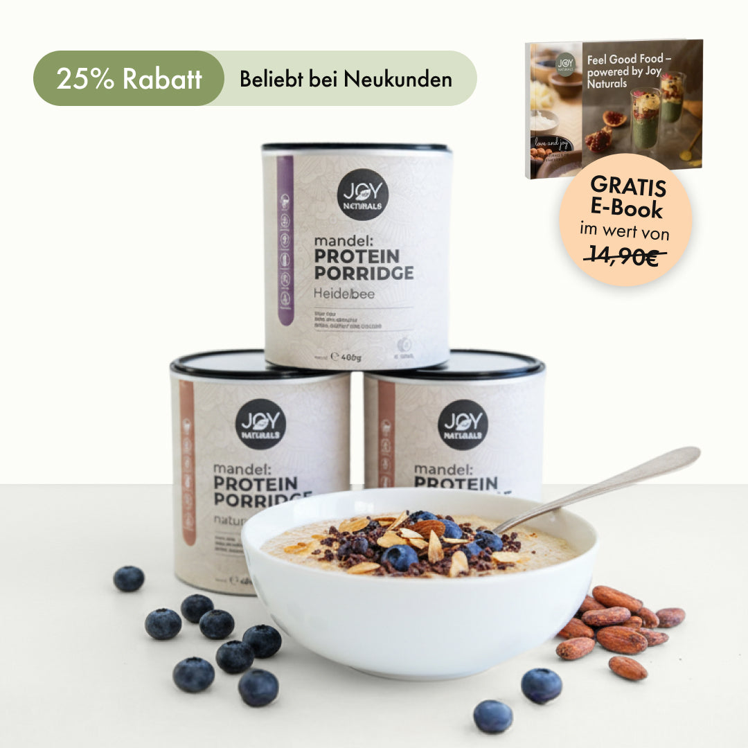 3 Sorten Bio Mandel Porridge + GRATIS E-Book mit Rezepten