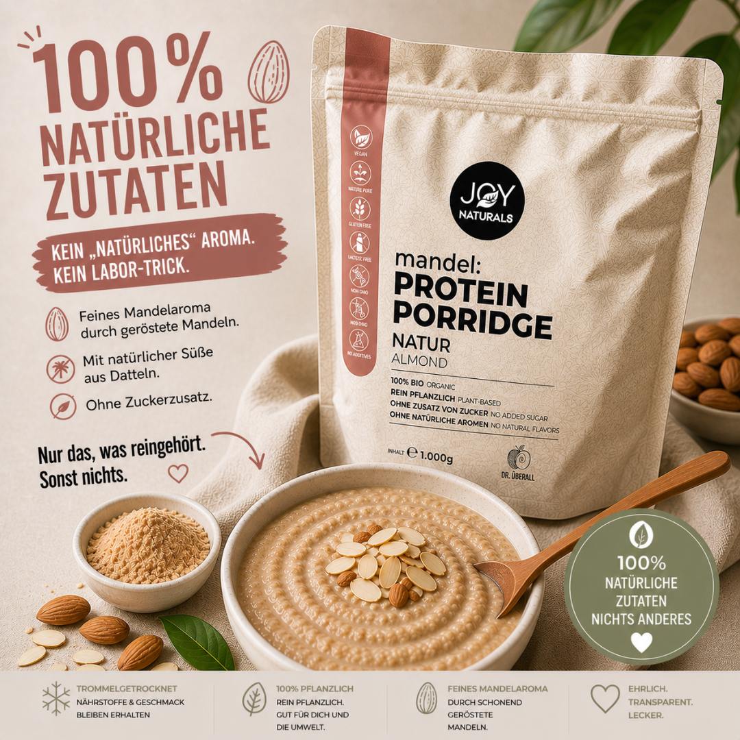 Bio Mandel Protein Porridge Natur – Veganes Frühstück mit hohem Eiweißgehalt – Megapack 1.000g