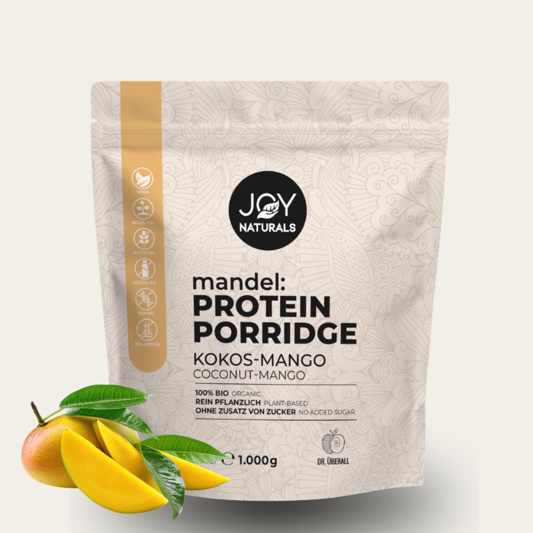 Kokos Mango Protein Porridge Bio vegan fruchtiges Frühstück ohne Zuckerzusatz
