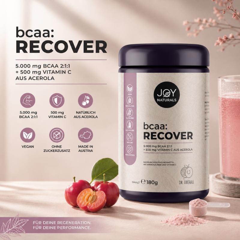 BCAA Pulver mit Acerola Vitamin C für Sport und Regeneration – JOY Naturals bcaa:RECOVER