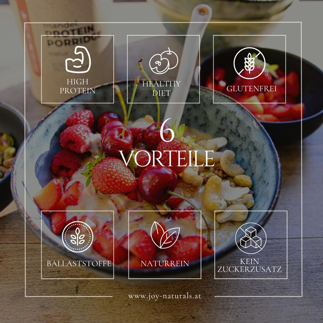 Proteinreich, Glutenfrei, Ballasstoffe, Natürlich, ohne Zucker